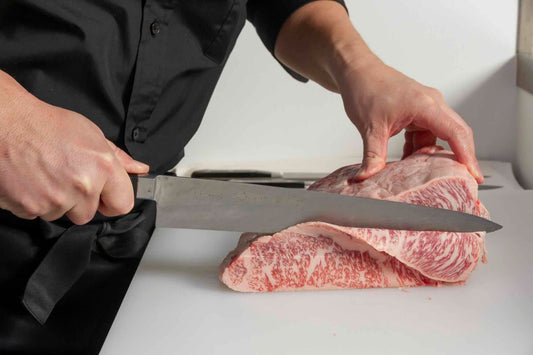 Wagyu and Angus beef seared side-by-side for caramelization contrast