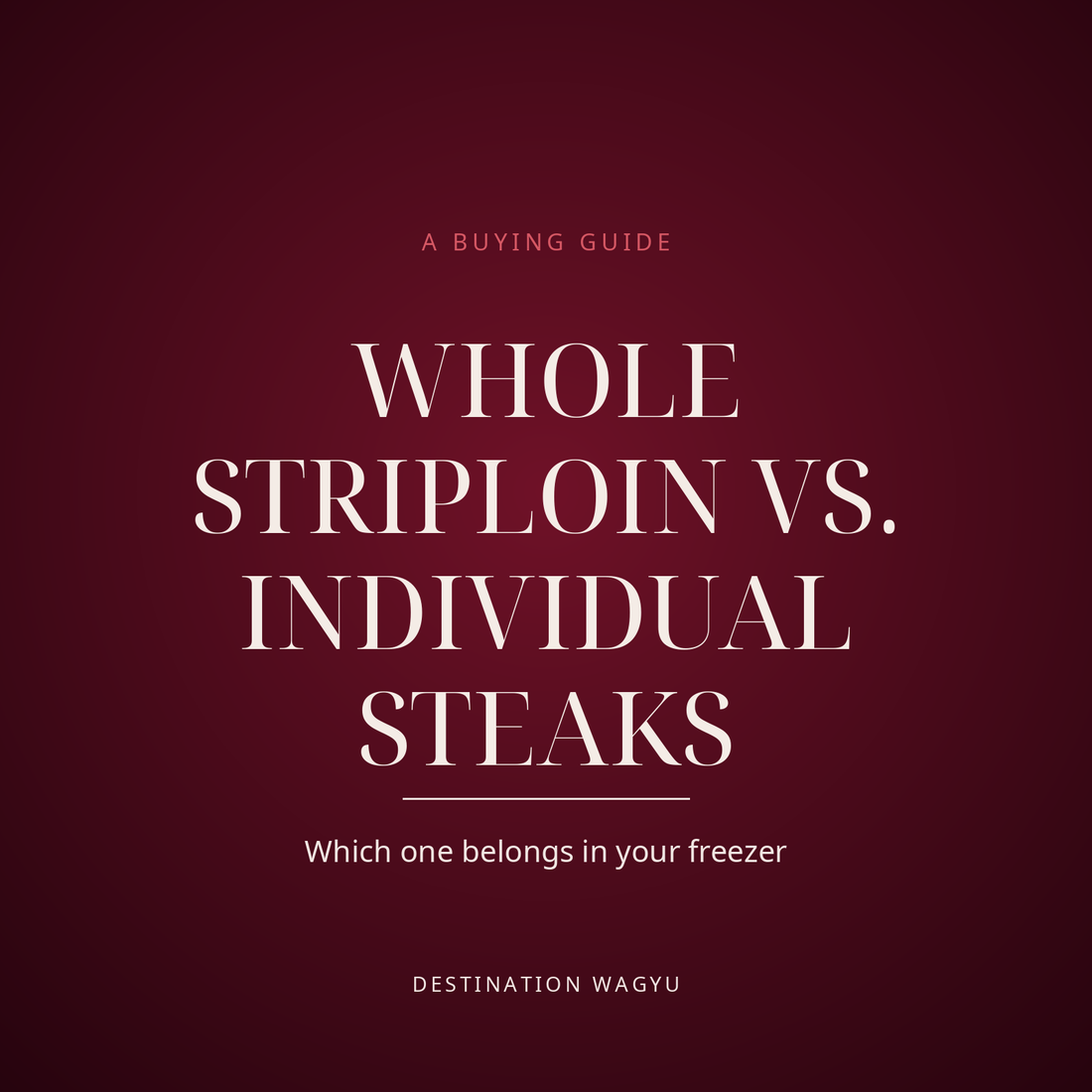 Destination Wagyu cover card: A Buying Guide, Whole Striploin vs. Individual Steaks, which one belongs in your freezer